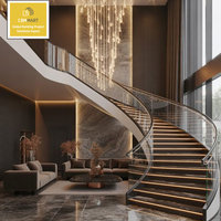 Escaleras de Caracol de Madera y Vidrio Curvo Modernas y Elegantes de CBMmart para Uso en Interiores, Escalones de Diseño para Apartamentos