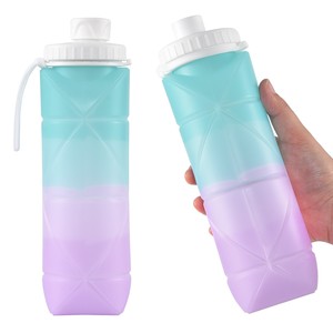 Xách Tay Có Thể Thu Vào Cắm Trại Thân Thiện Với Môi Uống Ly Biểu Tượng Tùy Chỉnh Silicon Gấp Chai Nước Đóng Mở Du Lịch Cốc Nước - Product Image 4