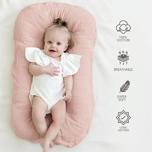 Transat bébé 0-24 mois pour nouveau-né, tapis portable pour le temps sur le ventre, pour la maison et les voyages, avec housse en coton doux - Product Image 2