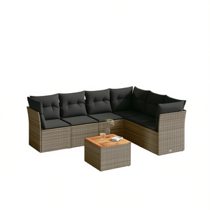 Garden <b>Sofa</b> <b>Set</b> Outdoor Furniture Rattan With Dark Grey Cushions Contemporary Design For Patio And Garden Use - Product Image 1