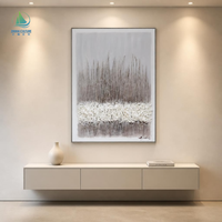 Peinture sur toile abstraite moderne encadrée en tissu blanc, technique mixte, décoration murale pour la maison