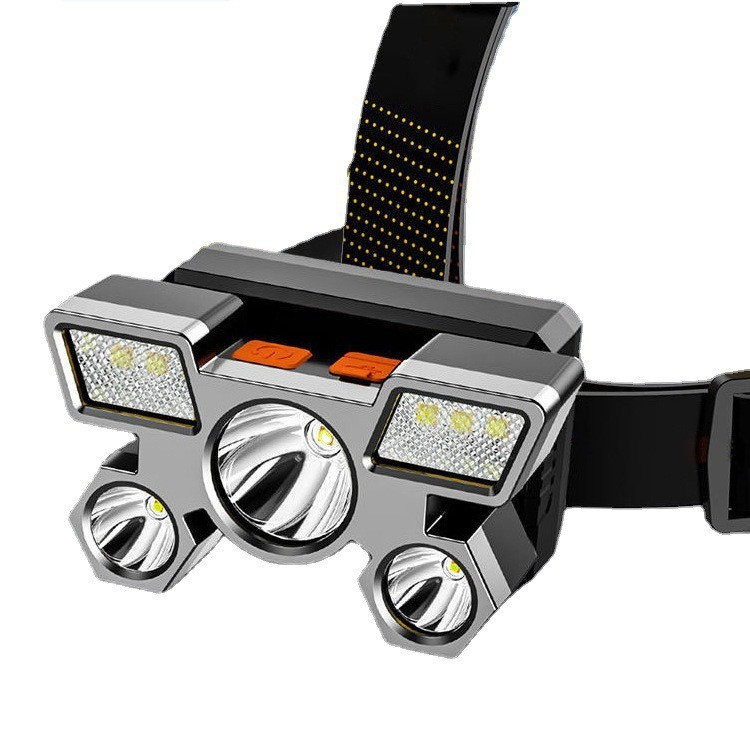 Супер яркий 5 usb-портами и светодиодным индикатором перезаряжаемые фары Портативный фонарик фонарь Открытый Отдых на природе Водонепроницаемый фары