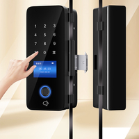 Cerradura Inteligente para Puerta de Vidrio sin Marco, Compatible con Huella Dactilar, Aplicación, Tarjeta, Desbloqueo con WiFi y Funciones en la Nube para un Desbloqueo Rápido