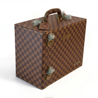 Étui de transport pour 6 bouteilles de vin de qualité supérieure, boîte d'emballage pour vin en cuir à texture classique à carreaux/crocodile, idéale pour offrir en cadeau