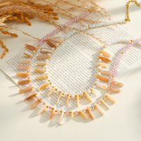 Colliers multicouches en acier inoxydable avec pendentif coquillage blanc glamour et perles pour femmes, bijoux fantaisie pour dames, vente en gros TGXL14082