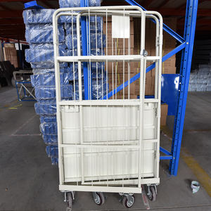 Customized Heavy Duty 4 ruote pieghevole gabbia di stoccaggio in acciaio contenitore Cargo & Storage attrezzature - Product Image 4