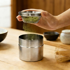 กระปุกกรองชาเขียวมัทฉะ สแตนเลส ขนาด 300 มล. สไตล์ญี่ปุ่น พร้อมห่วง - Product Image 2