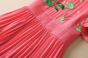 Primavera/estate donna girovita sottile perline ricamate P in abito lungo - Product Image 6