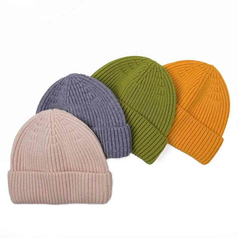 Unisex Dupla camada de Esqui de Inverno Quente Chapéu Gorro Personalizado Cor Sólida Plain Beanie cap chapéu Morno