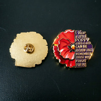 Broche YZ-Poppy Décontractée Tendance Mode Jour de la Mémoire Feuille Émaillée Or 3D Gaufrée Découpée au Laser Couleur Personnalisée Rouge