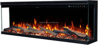 Cheminée électrique moderne 1500W à 3 faces avec flammes RGB pour maison et hôtel, fonctionnement en anglais, décoration de salon