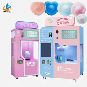 热销自动大容量电动商用粉色棉花糖机棉花糖自动售货机