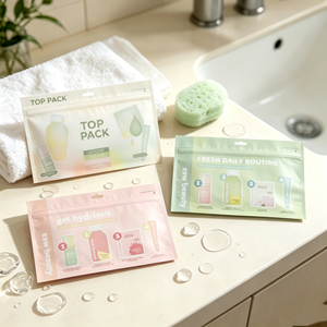 Sachet Zip Personnalisé OEM pour Kit d'Échantillons de Soins de la Peau, Ensemble de Routine Quotidienne, Pack d'Essai de Voyage, Emballage pour Vente en Ligne et au Détail - Product Image 4