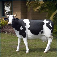 Sculpture de vache en fibre de verre grandeur nature personnalisée pour la décoration de jardin, de zoo, de pâturage, statue d'animal en résine