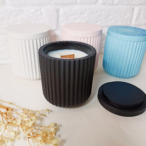 Early Riser Diy Crystal Glue Drop Cement Gypsum with Lid Stripe Reticulated Aroma burner Suit Candle Cup Silicone <b>Mold</b> - Product Image 6