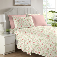 Ensemble de literie moderne 100% polyester microfibre brosse broderie limitée hiver imprimé motif végétal drap-housse plat literie