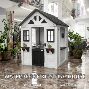Casita de Juegos de Madera para Niños, para Exteriores, con Fregadero, Ventanas y Jardineras - Product Image 2