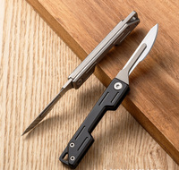MINI couteau de poche #24 10 pièces lame remplaçable manche en acier inoxydable utilitaire Edc porte-clés couteaux Compact Slim Unboxing couteau