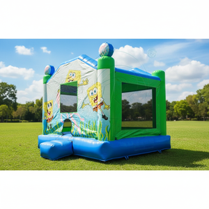 Commerciële PVC springkasteel voor kinderen, opblaasbare feestkasteel met CE-gecertificeerde blower, maatwerk (4x4m), >500KG capaciteit, <span class=keywords><strong>3</strong></span> jaar garantie - Product Image 1