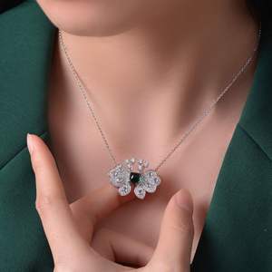 Nueva llegada señoras 925 collar de plata esterlina joyería diamante amarillo CZ collar - Product Image 5