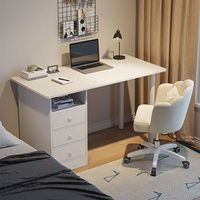 Bureau d'étude moderne blanc avec tiroirs et chaise ergonomique pour bureau à domicile poste de travail table d'écriture pour étudiants