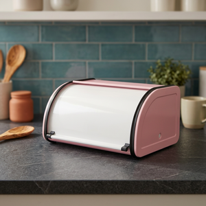 Boîte à pain rose avec couvercle rabattable, anti-poussière, anti-humidité, récipient de stockage alimentaire pour la cuisine - Product Image 4