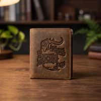 Dompet Uniseks Kulit Asli Coklat Vintage Penutup Terbuka Tempat Kartu Bisnis Minimalis Penggunaan Sehari-hari 7 Inci Tahan Lama