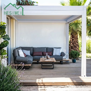 Pergola in Alluminio Verniciato a Polvere Grigio Scuro con Finitura Naturale Resistente alla Corrosione per Giardino di Villa - Product Image 3