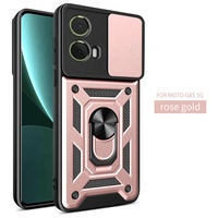 Étui de téléphone portable à fenêtre coulissante pour Motorola Moto G85 5G porte-anneau béquille Protection de l'objectif de l'appareil photo couvertures arrière
