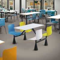 Table de restaurant moderne en marbre avec 4 chaises pour cantines scolaires, universitaires et hospitalières - Étanche, durable, écologique, facile à nettoyer
