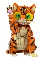 Kit de Construcción de Gato Adorable y Esponjoso, Juguetes Educativos para Niños, Manualidades, Regalo Coleccionable, Decoración, Modelo, Adorno