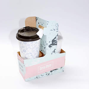 Eco Customized Take Away Hot <strong>Drink</strong> Coffee Tea Cup <strong>Holder</strong> With Handle Kraft Paper Cup <strong>Holder</strong> Disposable - Product Image 5