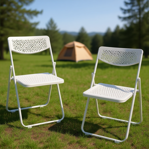 เก้าอี้พลาสติกพับได้น้ำหนักเบา 6 ตัว ชุดเก้าอี้สวนกลางแจ้ง ดีไซน์เรียบง่าย วางซ้อนกันได้ เฟอร์นิเจอร์พกพาสำหรับตั้งแคมป์ - Product Image 2