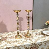 Porte-bougie en perles de cristal, centre de table de mariage, grand chandelier en métal pour la décoration de l'allée de mariage et des banquets