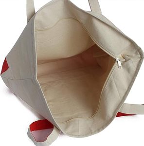 Bolsa de Lona de Algodón Resistente de 120 oz, Color Rojo, con Múltiples Bolsillos, para Compras, Playa, Picnic, con Logotipo - Product Image 3