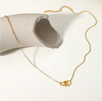 Cadeau romantique en acier inoxydable plaqué or 18K, collier à chaîne fine inspirante à Double cœur pour femme et Couple