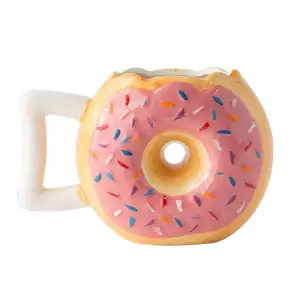 Keramik becher mit Keks halter Cute Creative Ceramic Bread Cup Donut becher Keks Kaffee Tee Milch Frühstück Trinkbecher Art Hand