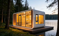 Mini-maison mobile sur roues, caravane remorquable, bureau de jardin préfabriqué de luxe, pod modulaire portable, cabane Apple