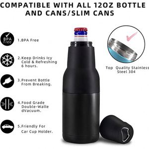 Ouvre-bouteille isotherme en acier inoxydable à double paroi de 12 oz, plusieurs couleurs, porte-canettes et bouteilles avec ouvre-bière - Product Image 4