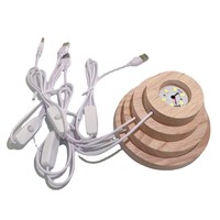 LED USB 3D galaxie colorée boule de cristal lumineuse base de veilleuse pour chambre à coucher