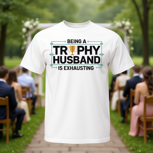 T-shirt graphique « Trophy Husband Is Exhausting » pour mariage - Product Image 3