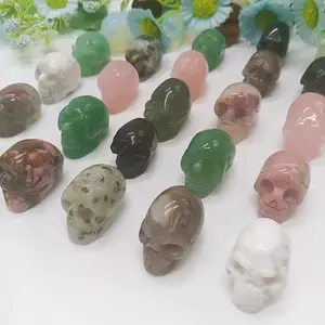 Mini tête de crâne en cristal, vente en gros, petits crânes de guérison, sculpture en cristal