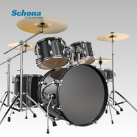 Beginner Professional Adjustable Wood Drum Set 5-Piece 2/3/4 Cymbal Poplar PVC Construction Practice Performance Percussion