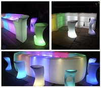 Table et tabouret de fête en plein air, plusieurs modes de couleur avec télécommande, tables de cocktail LED rondes et carrées rechargeables