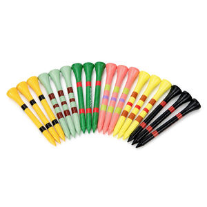 ทีตีกอล์ฟไม้สีสันสดใส แบบกำหนดสีเองได้ ผลิตจากไม้ไผ่ เป็นมิตรต่อสิ่งแวดล้อม ย่อยสลายได้ ขายส่งจำนวนมาก สำหรับสนามไดร์ฟกอล์ฟและการฝึกซ้อม - Product Image 1