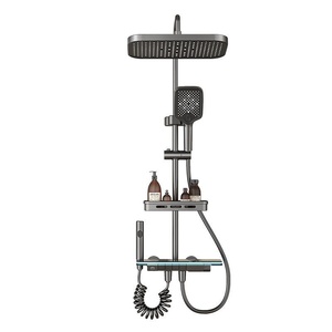Système de douche thermostatique moderne de luxe à 4 fonctions, effet pluie, mural, en laiton gris, haute pression, avec clavier <span class=keywords><strong>numérique</strong></span> style <span class=keywords><strong>piano</strong></span> - Product Image 6
