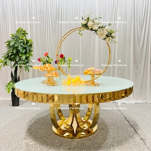 Muebles DE BODA diseño dorado marco de acero inoxidable mesa redonda de pastel real - Product Image 2