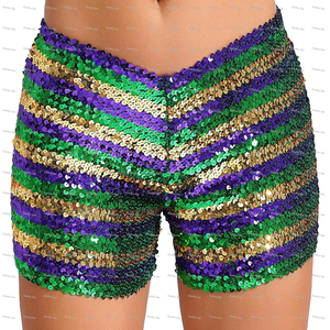 <span class=keywords><strong>Pantaloncini</strong></span> con Paillettes Elasticizzati per Mardi Gras 2025, Shorts con Lustrini per Ragazze - Product Image 3