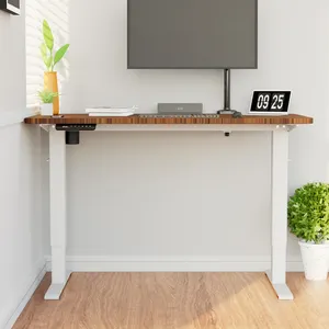 AUKI White Frame With Wooden Tabletop Office Desk Ergonomic 120*60 CM Electric Standing Desk Smart Electric Standing Desk