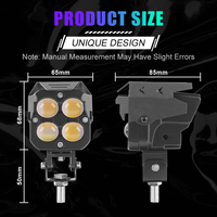 Lampe avant de moto 40W LED bicolore Lampe de travail antibrouillard à 4 lentilles avec faisceau blanc jaune pour scooter ATV E-Bike Offroad Bike
